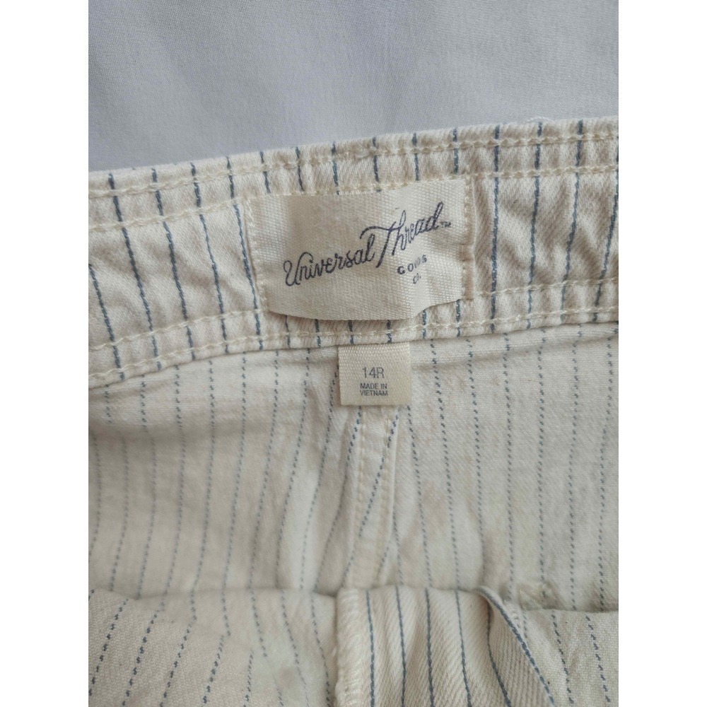 Universal Thread Sailor Wide Leg Pinstripe Pants Cream Navy Blue 14R High Rise - Picture 5 of 9
